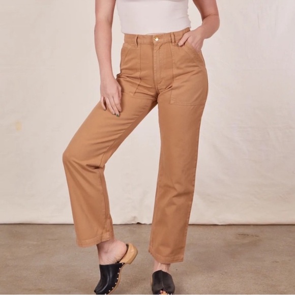 Big Bud Press Tan Work Pants Cotton Twill Straight Leg High Waisted Utility XXS - Picture 2 of 12